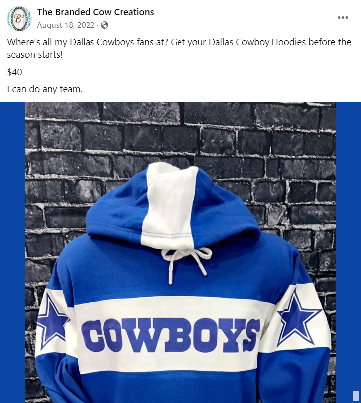 Christi Underwood Branded Cow Creations Counterfeit Sports Team Merchandise