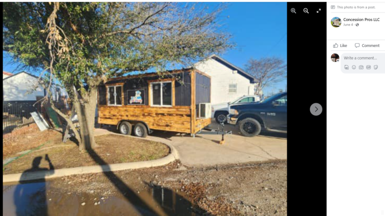 Concession Pros LLC staging a trailer at 705 Houston St. Wills Point, TX 75169